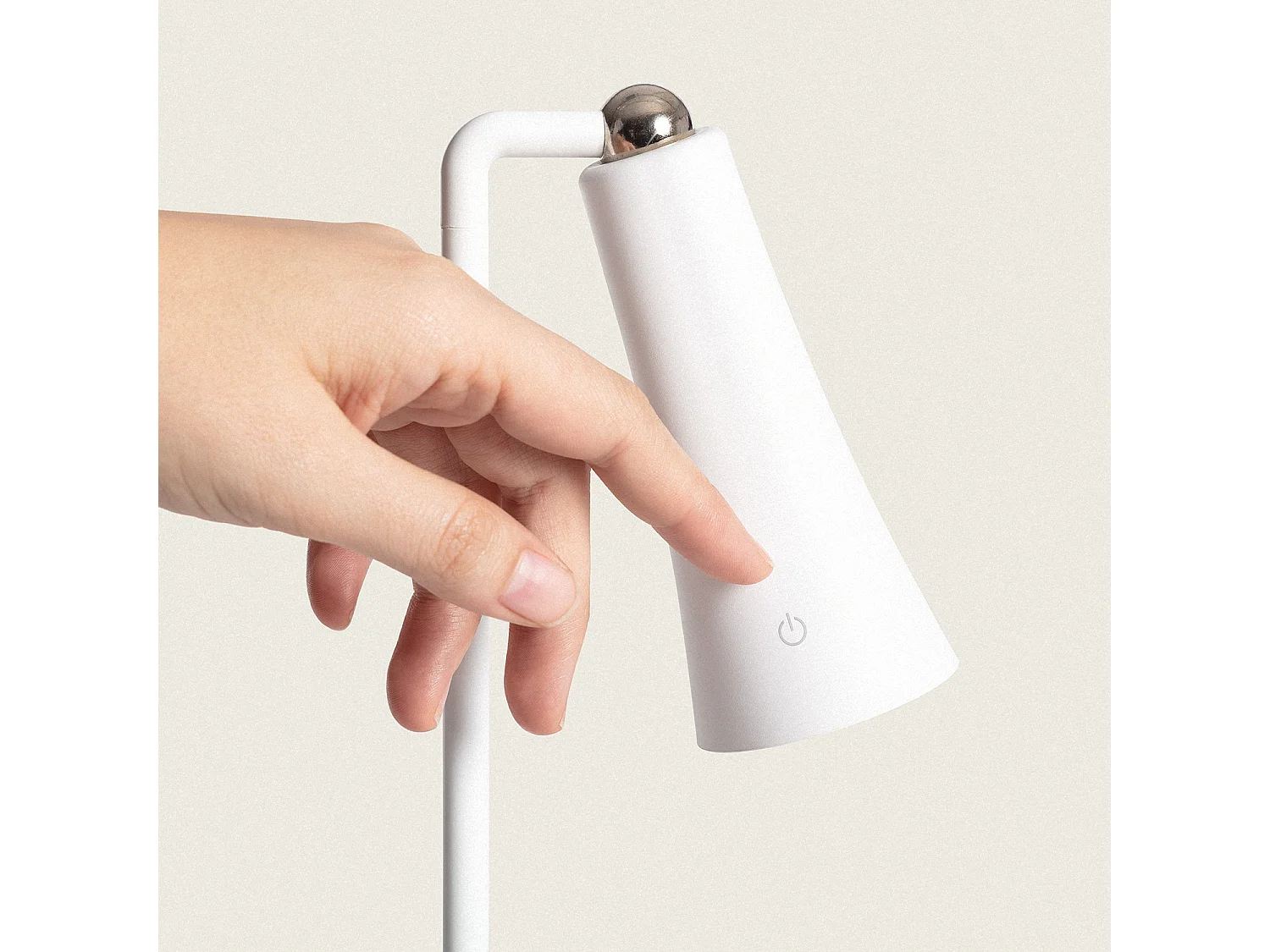 Lámpara de Mesa LED Portátil Metal con Batería USB Recargable Bysta Blanco