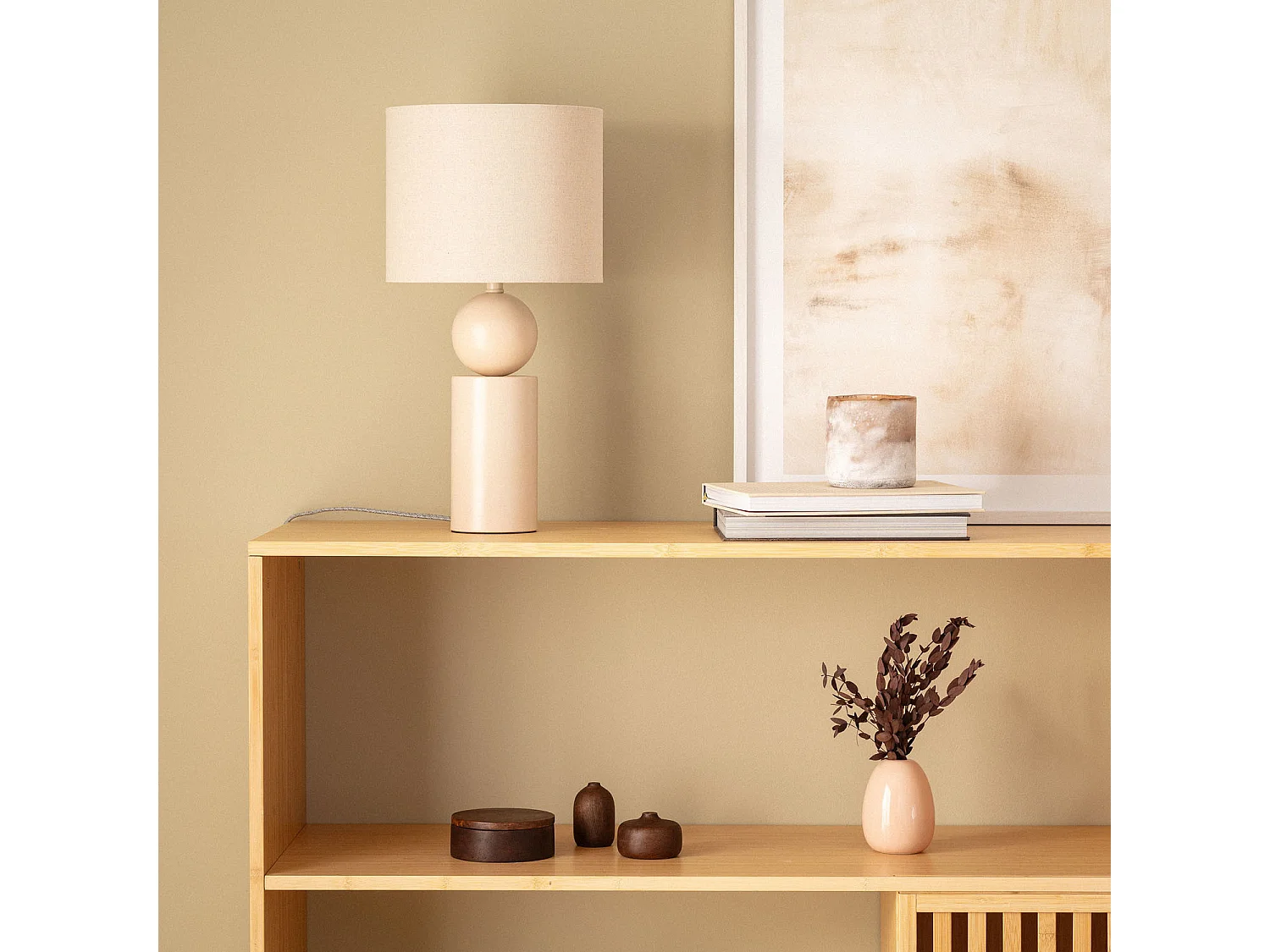 Lampe à Poser Céramique et Tissu Rahma Beige