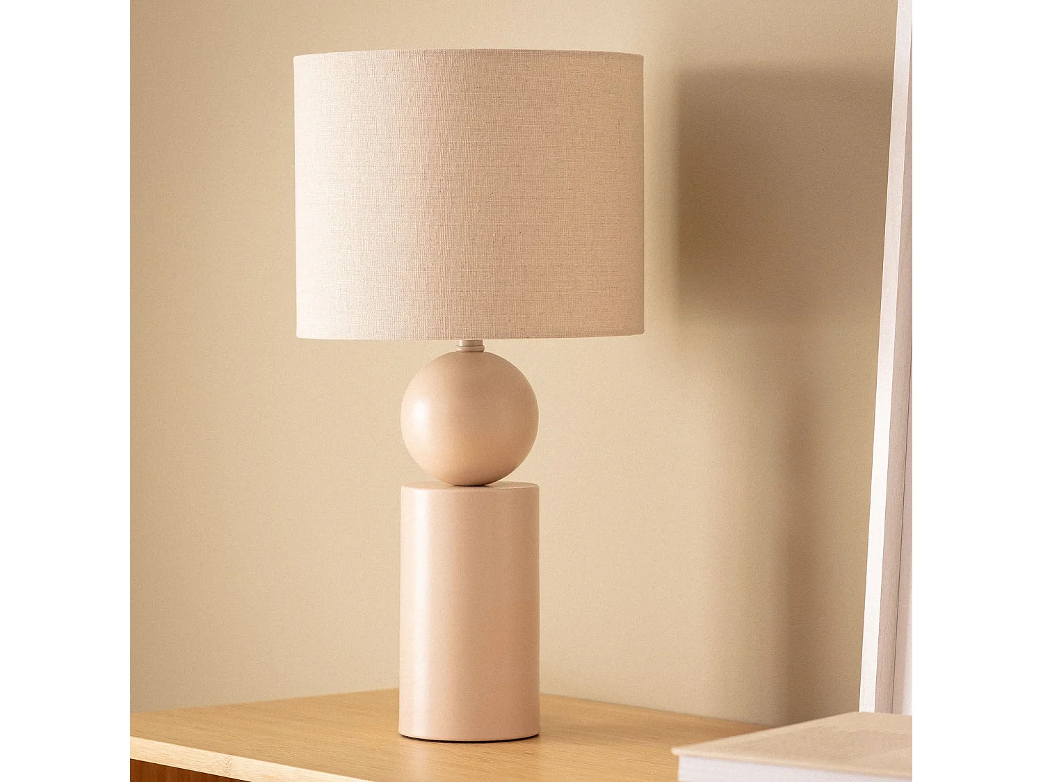 Lampe à Poser Céramique et Tissu Rahma Beige
