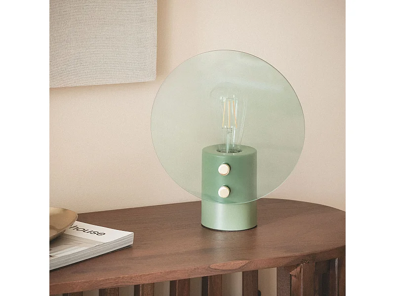 Lampada da Tavolo Metallo e Vetro Katia Verde