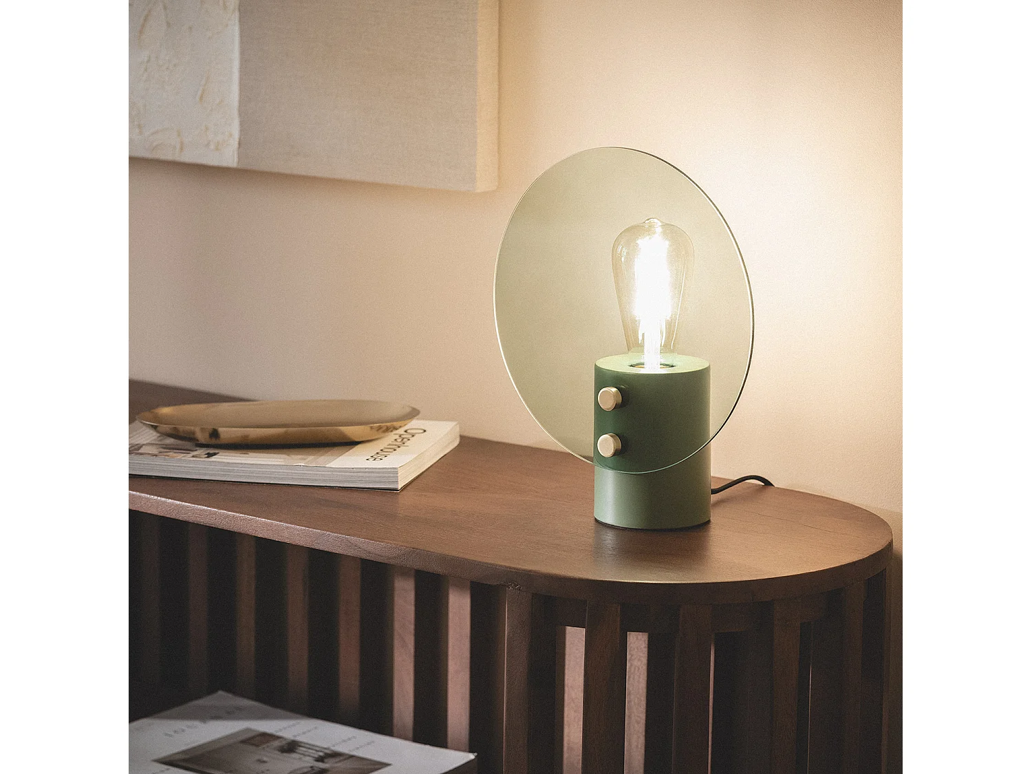 Lampe à Poser Métal et Verre Katia Vert