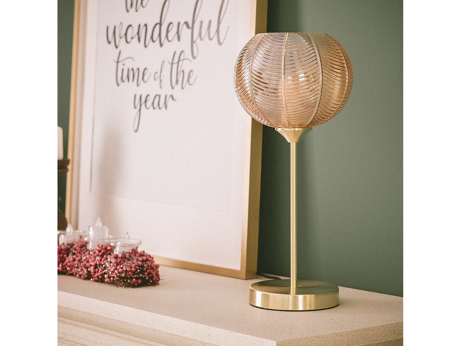 Lampe à Poser Métal et Verre Klimt Ambre