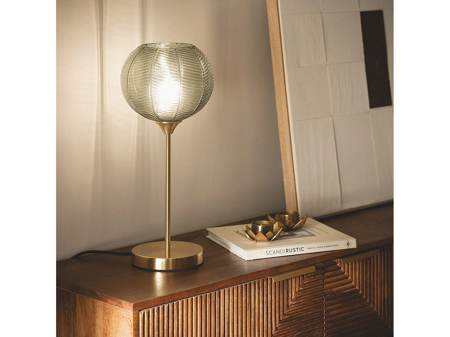 Lampe à Poser Métal et Verre Klimt Ambre