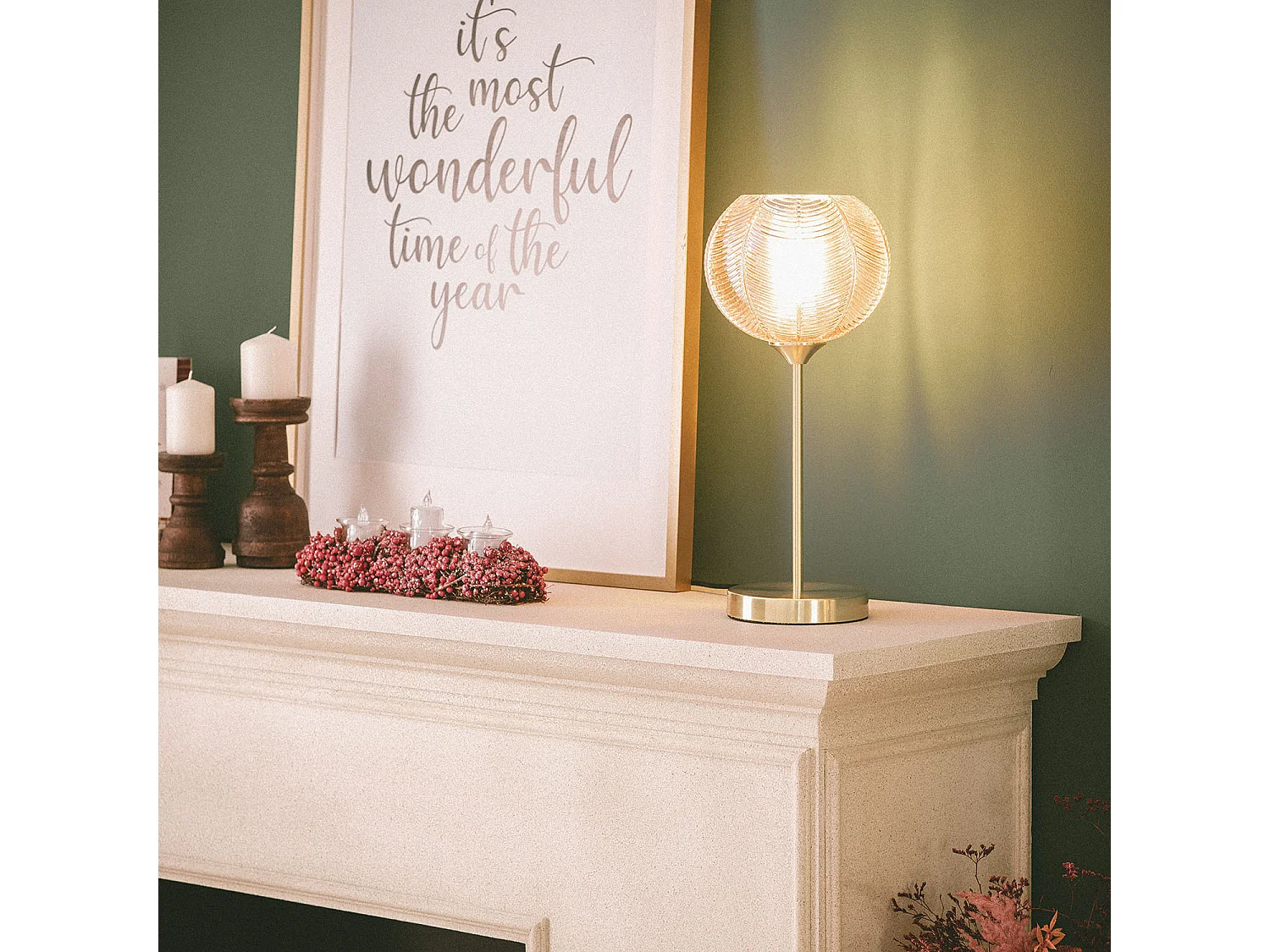 Lampe à Poser Métal et Verre Klimt Ambre