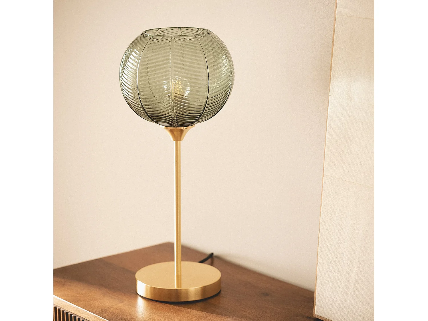 Lampada da Tavolo Metallo e Vetro Klimt Ambra