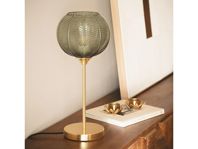 Lampe à Poser Métal et Verre Klimt Ambre