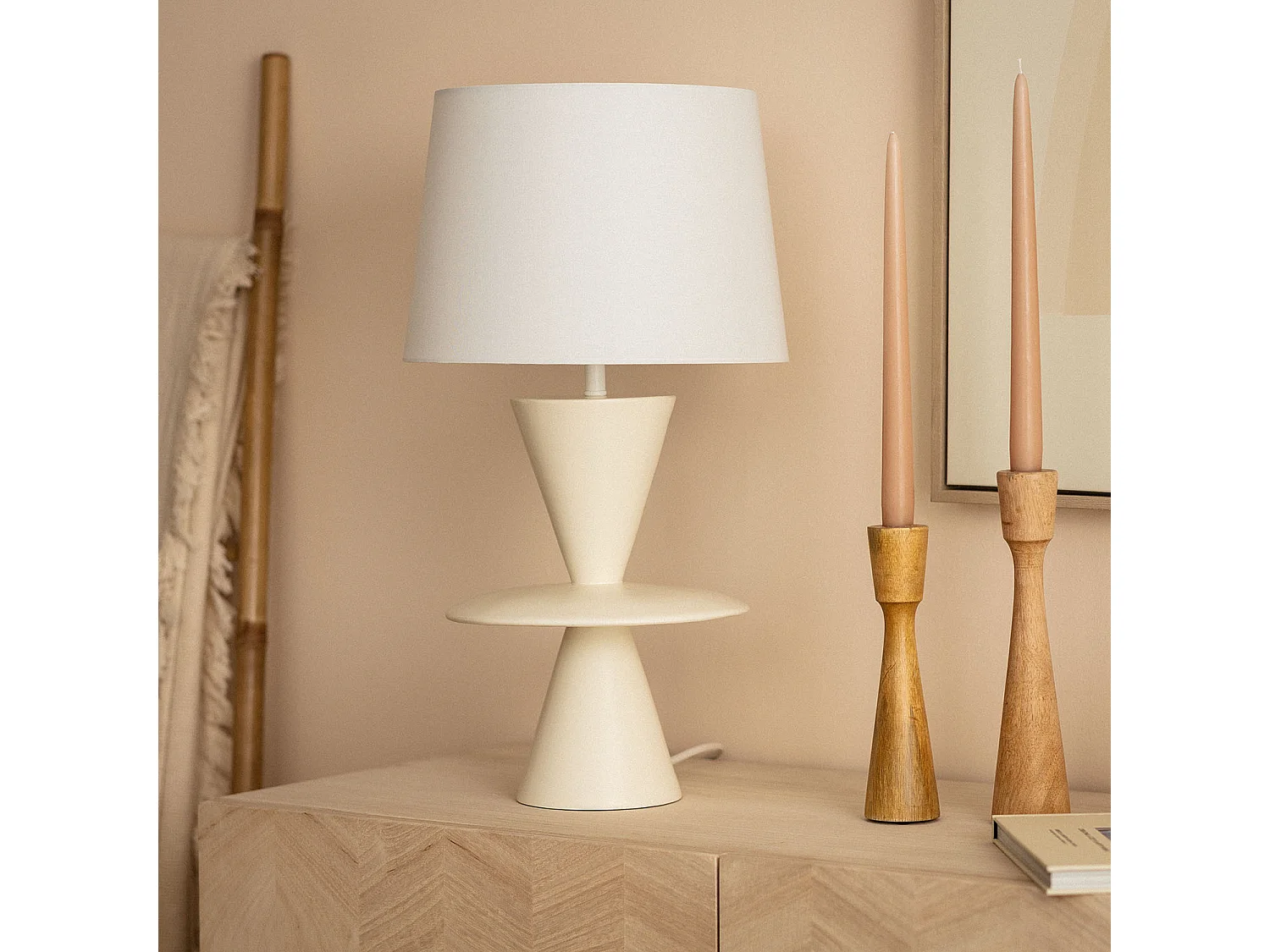 Lámpara de Mesa Resina Wismar Blanco Roto