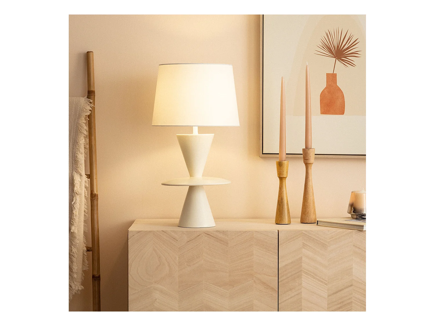 Lampe à Poser Résine Wismar Blanc cassé