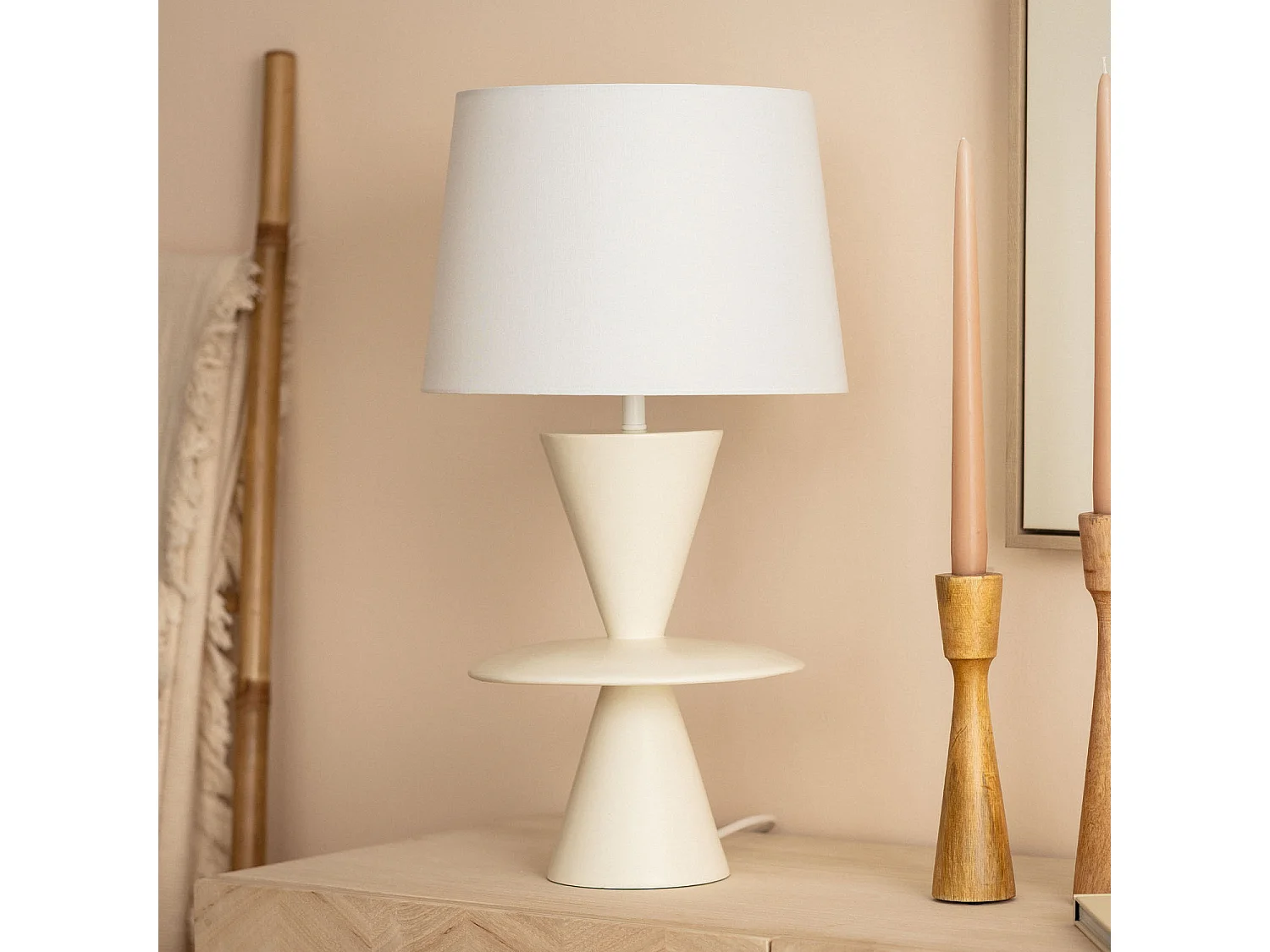 Lámpara de Mesa Resina Wismar Blanco Roto