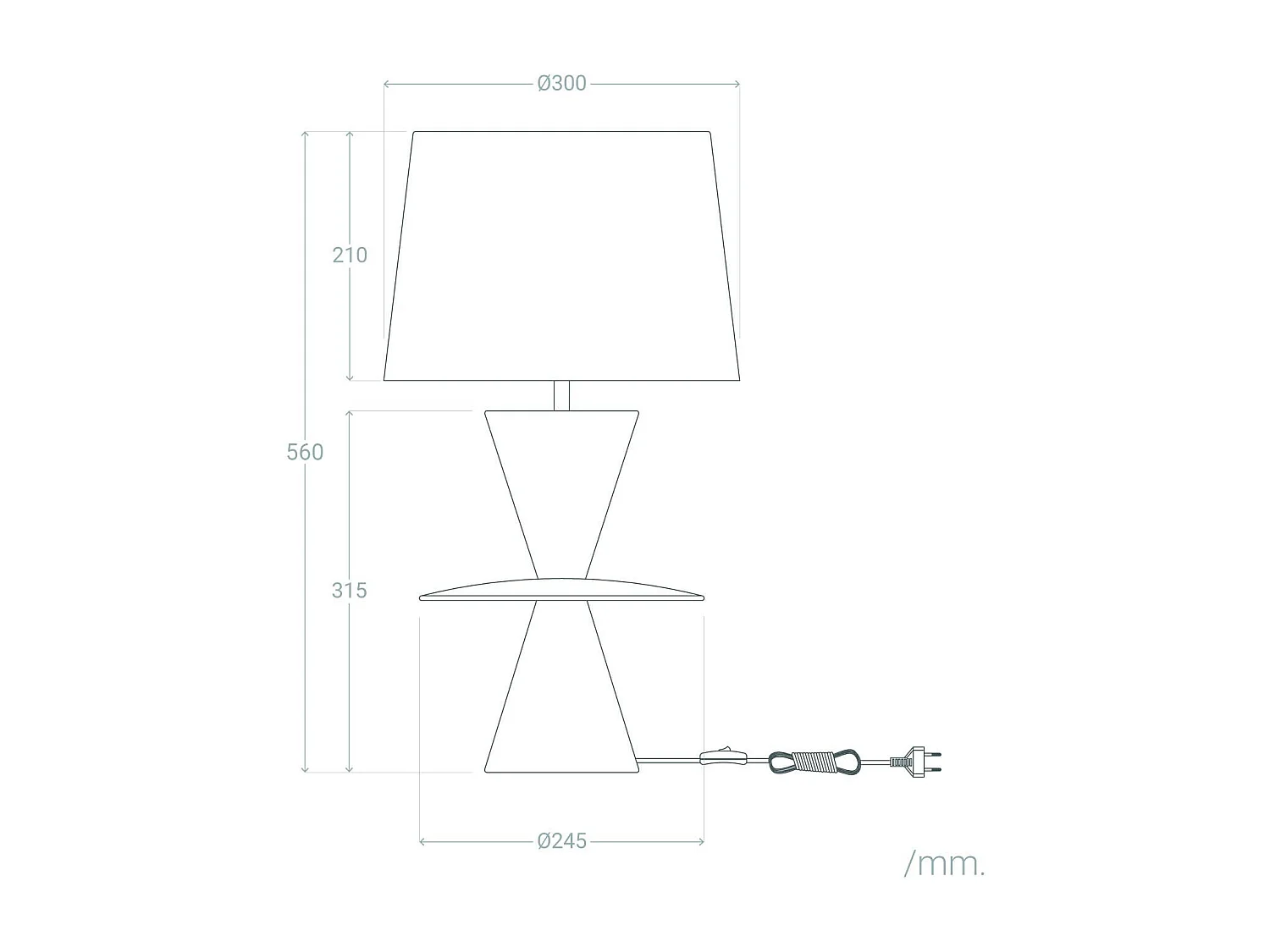 Lámpara de Mesa Resina Wismar Blanco Roto