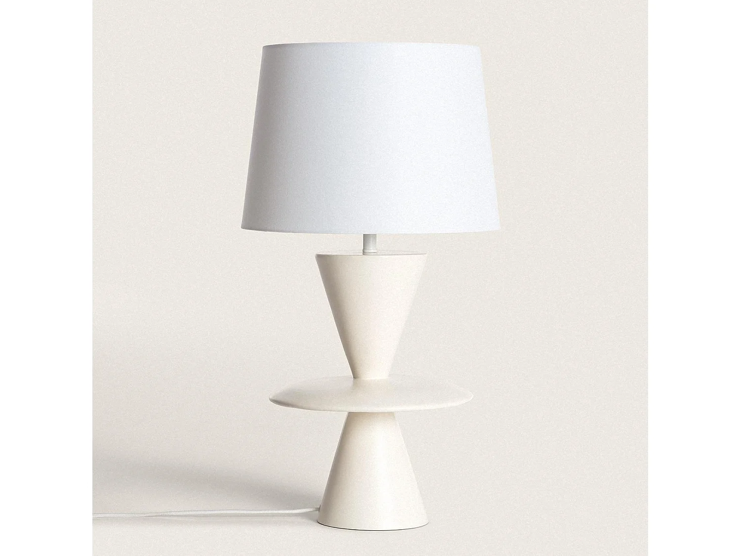 Lámpara de Mesa Resina y Tela Wismar Blanco Roto