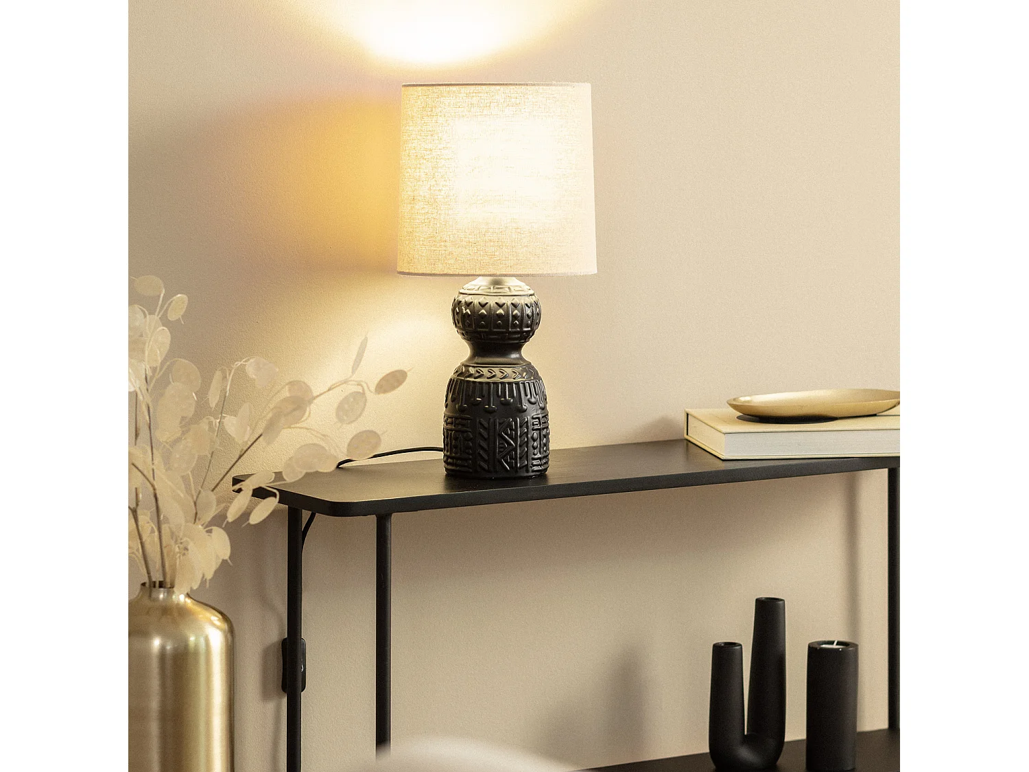 Lámpara de Mesa Cerámica Hulun Negro