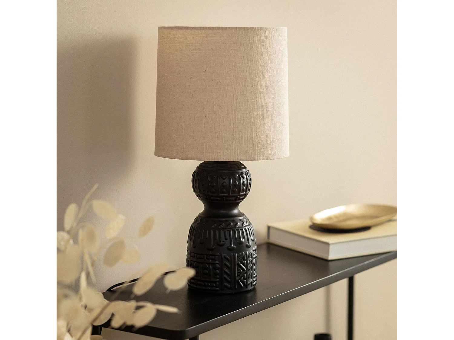 Lámpara de Mesa Cerámica Hulun Negro
