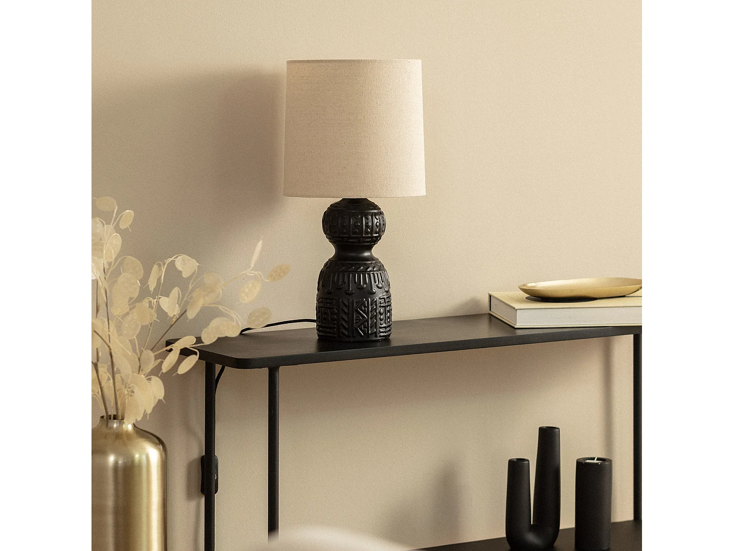 Lámpara de Mesa Cerámica Hulun Negro