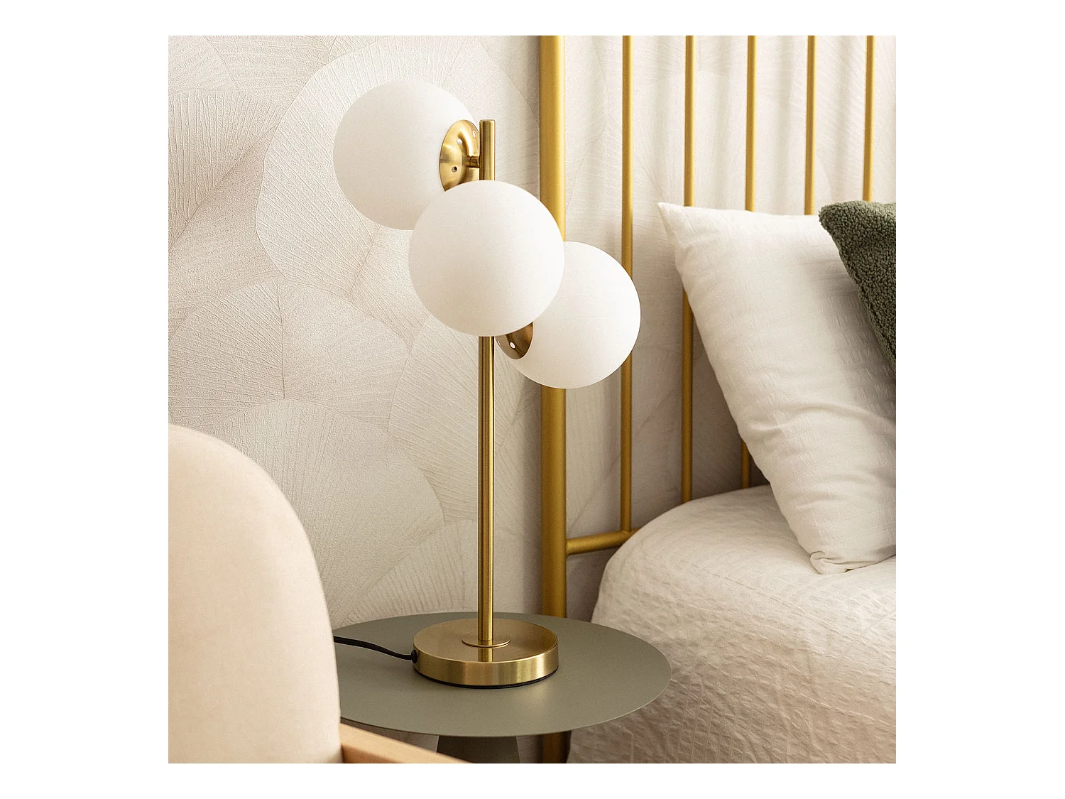 Lampe à Poser Métal et Verre Moonlight Brass 3 Spots Doré
