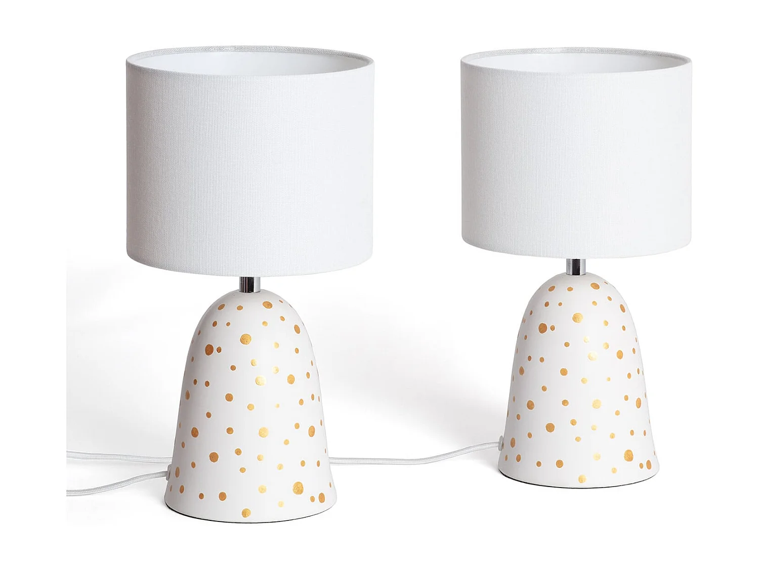Pack di 2 Lampade da Tavolo in Ceramica e Tessuto Argua Avorio