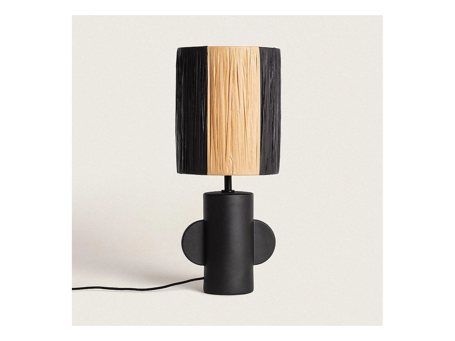 Lampe à Poser Céramique et Raphia Tyler Noir