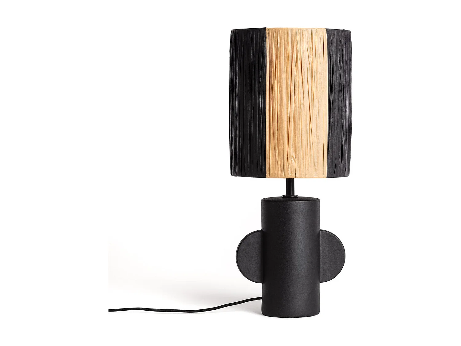 Lampada da Tavolo Ceramica e Rafia Tyler Nero