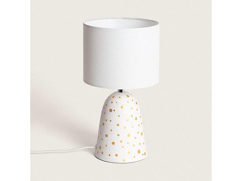 Lampada da Tavolo Ceramica e Tessuto Argua Bianco