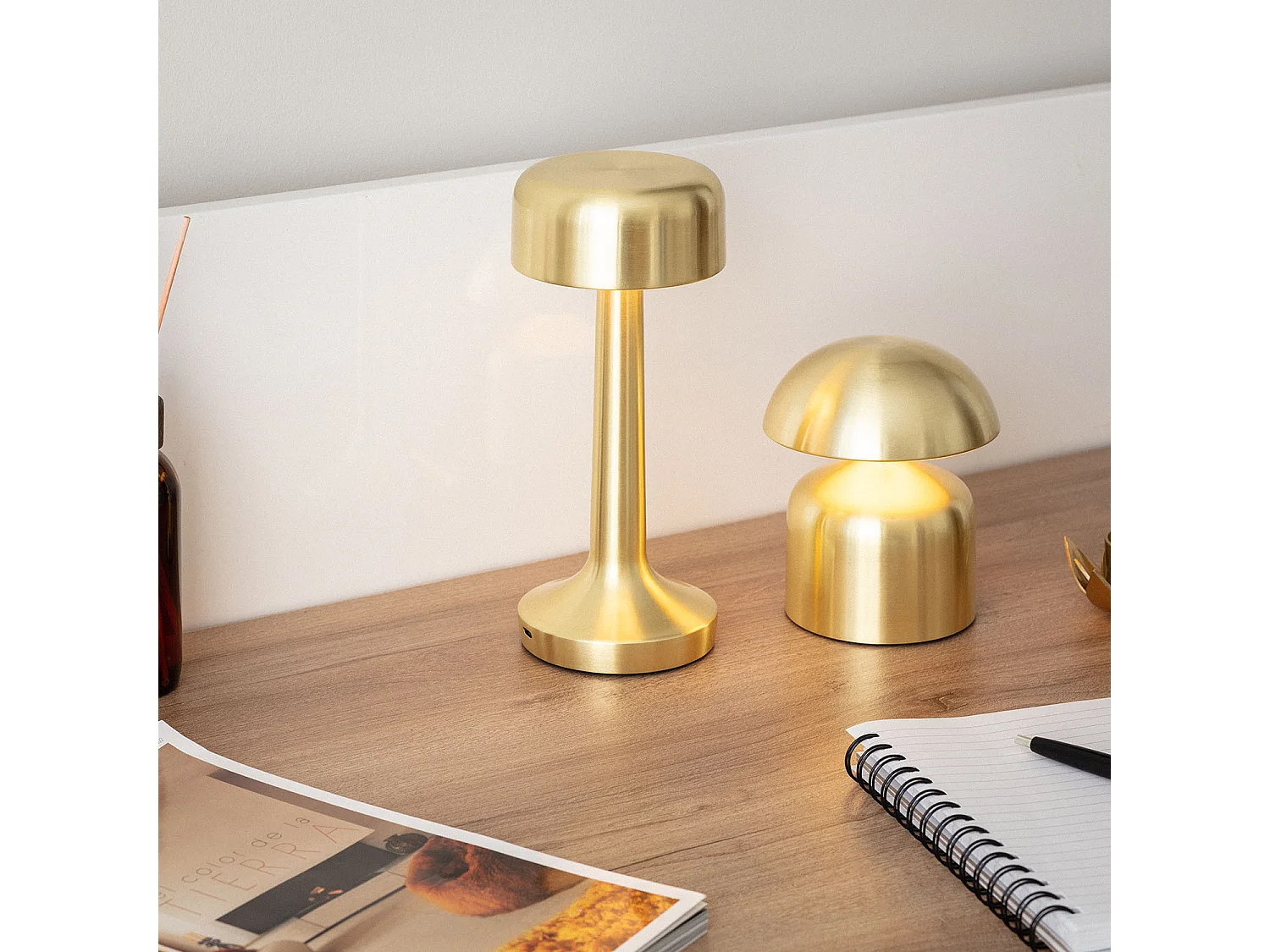 Lampe à Poser LED Portable avec Batterie USB Rechargeable Métal Ibbie Doré