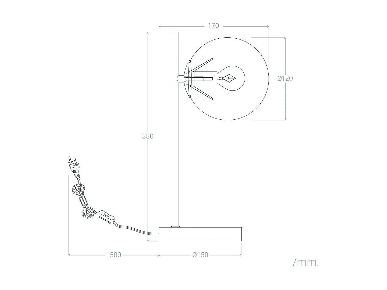 Lámpara de Mesa Metal y Cristal Lune Blanco