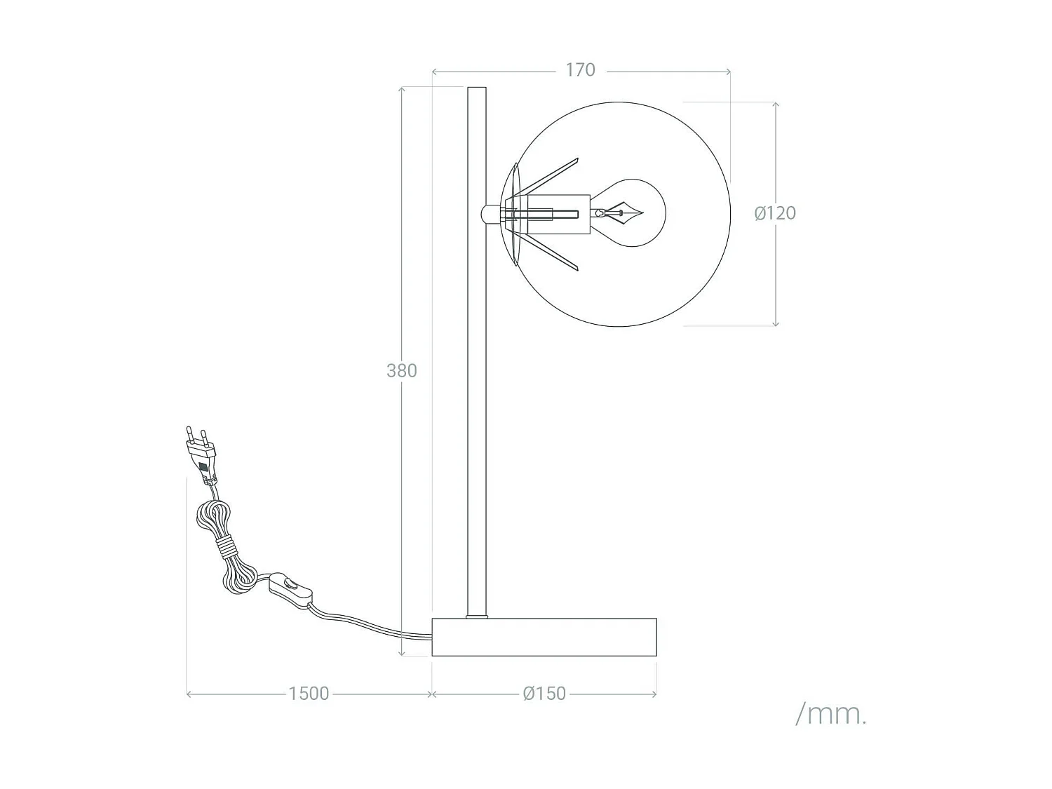 Lámpara de Mesa Metal y Cristal Lune Blanco