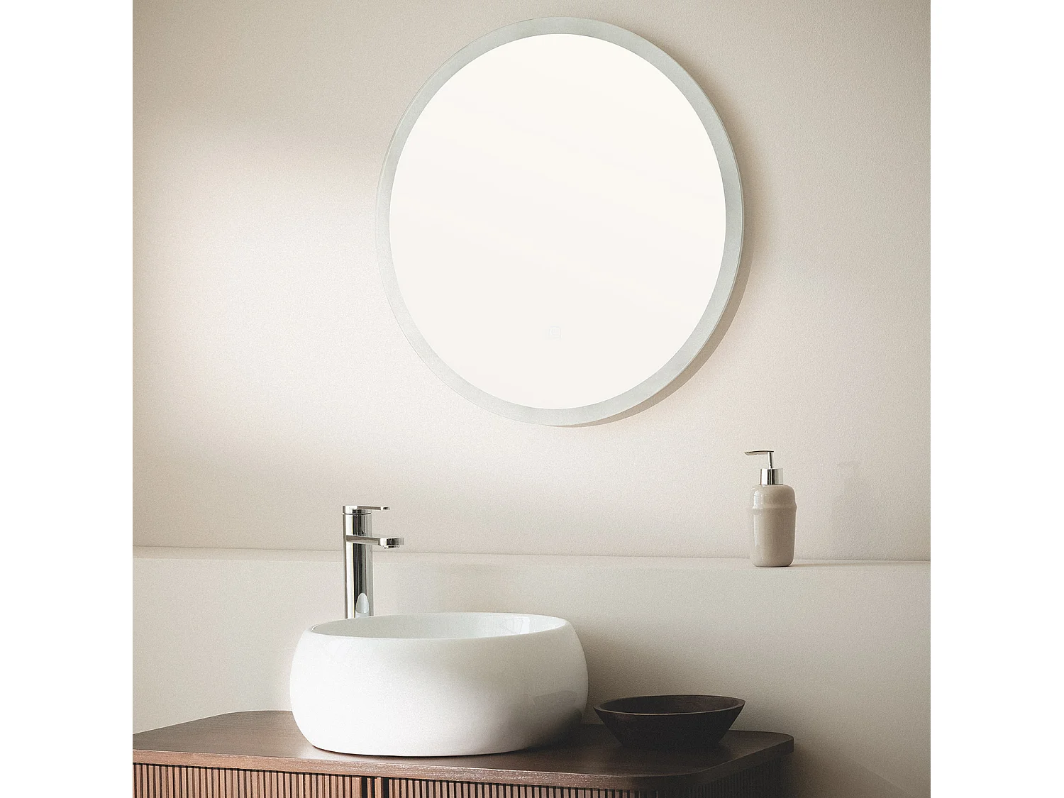 Espejo Baño con Luz LED y Antivaho Ø60 cm Minna 4000K Blanco Neutro