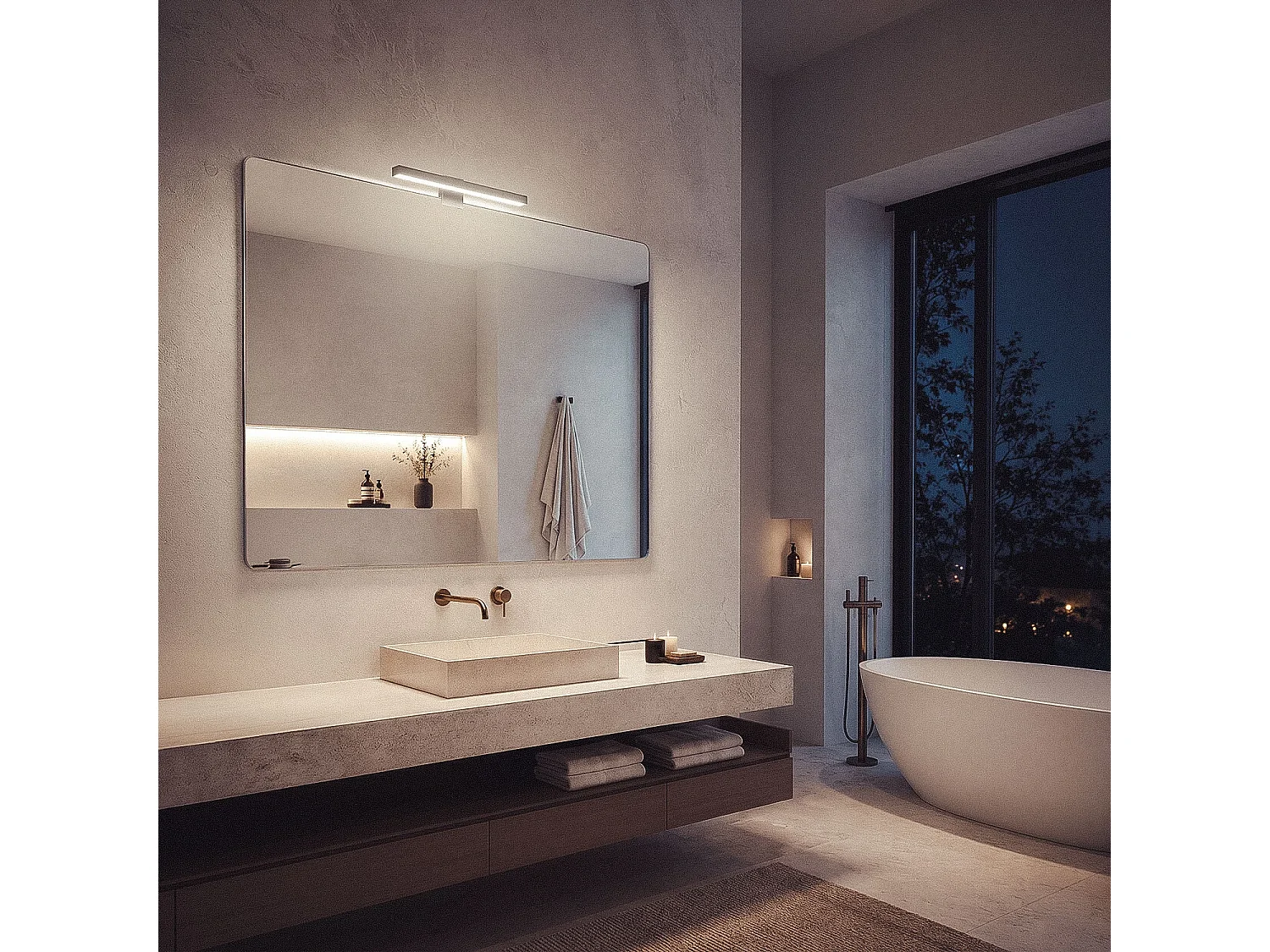 Applique LED Salle de Bain 5W Carl Noire pour Miroir  6000K Blanc froid
