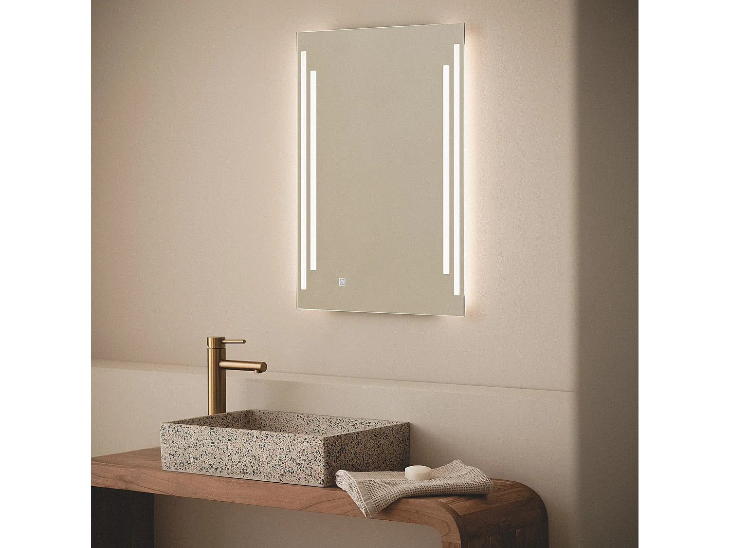 Espejo Baño con Luz LED y Antivaho 70x50 cm Taif Seleccionable (Cálido-Neutro-Frío)