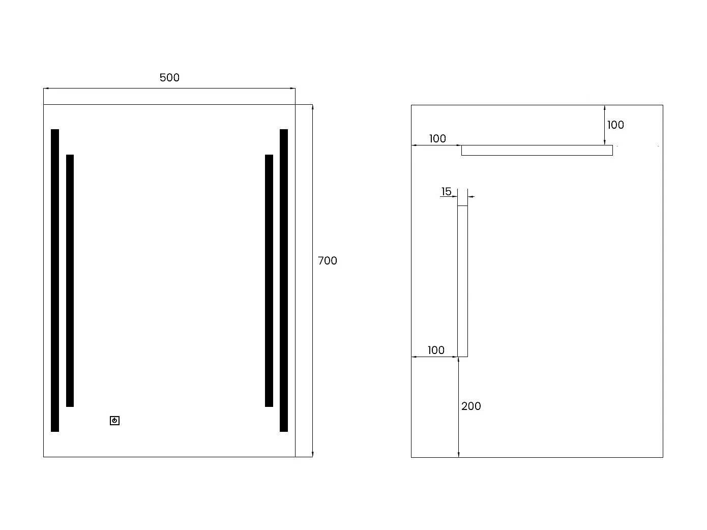 Miroir Salle de Bain avec Éclairage LED et Anti-Buée 70x50 cm Taif Sélectionnable (chaud-neutre-froid)