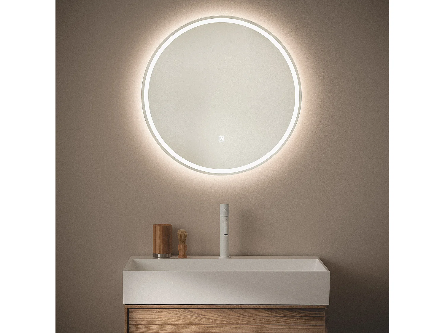 Miroir de Salle de Bain avec éclairage LED et Anti-buée Jizan Ø60 cm  4000K Blanc neutre