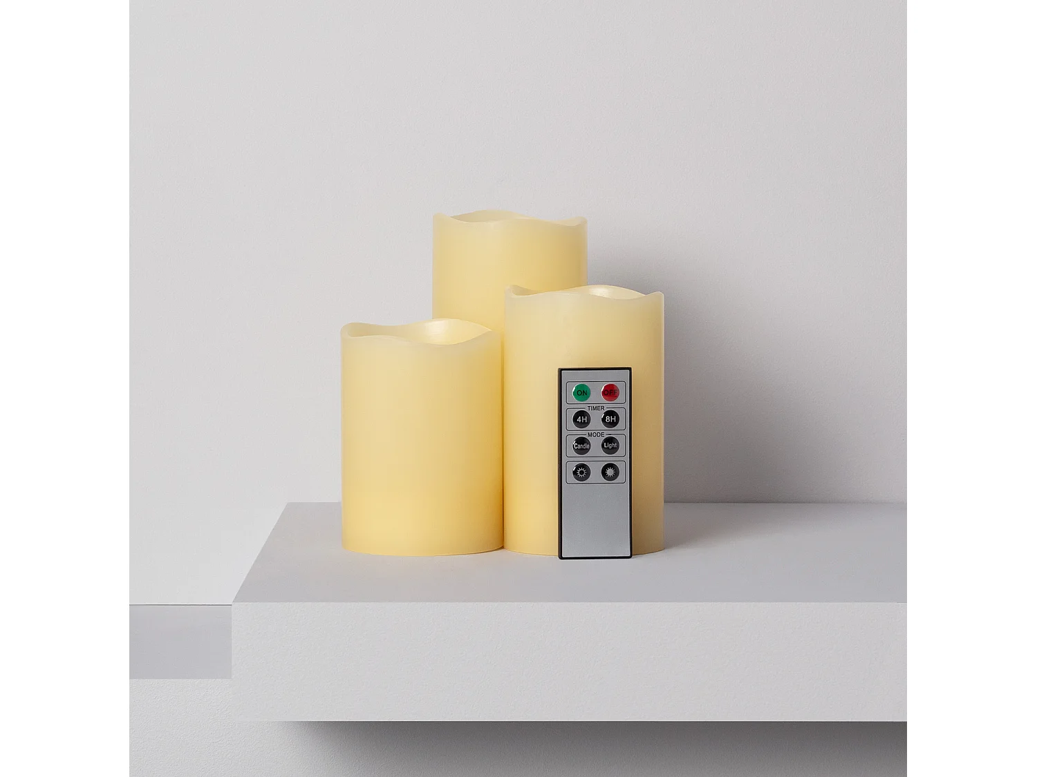 Pack 3 Candele LED Cera Naturale con Telecomando