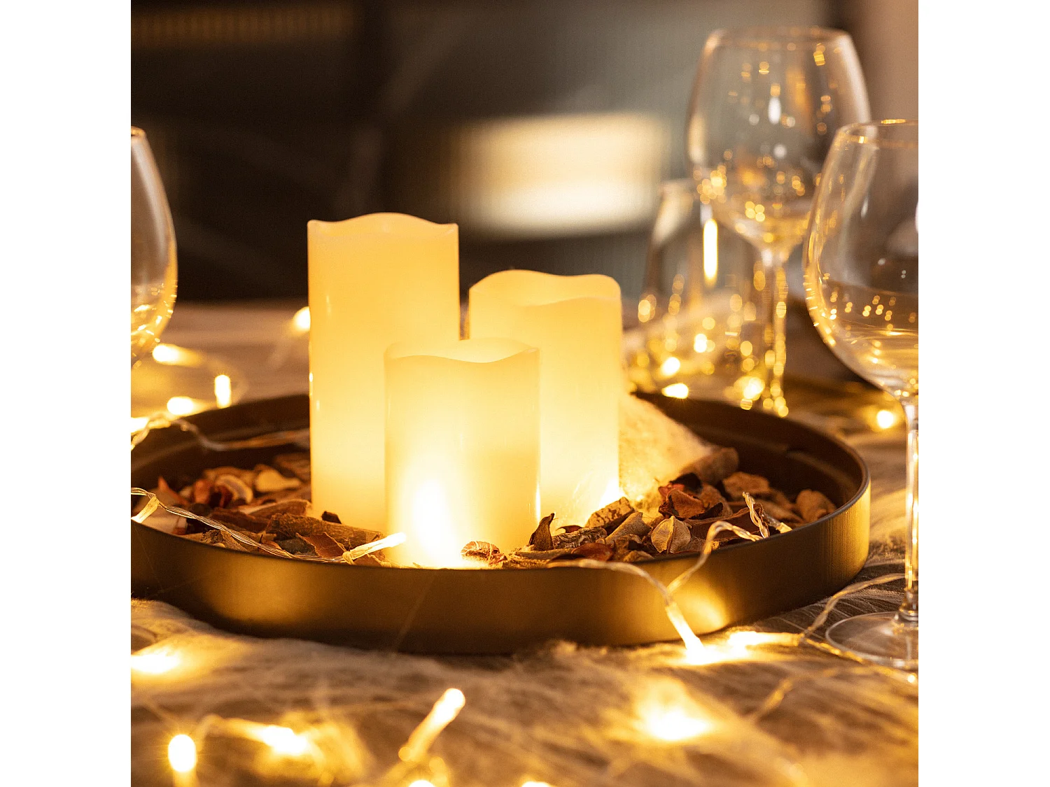 Pack 3 Candele LED Cera Naturale con Telecomando