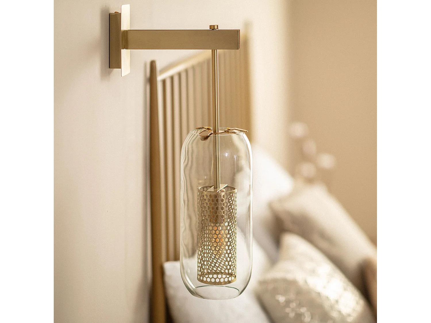 Lampe Murale Métal et Verre Julieta  Doré