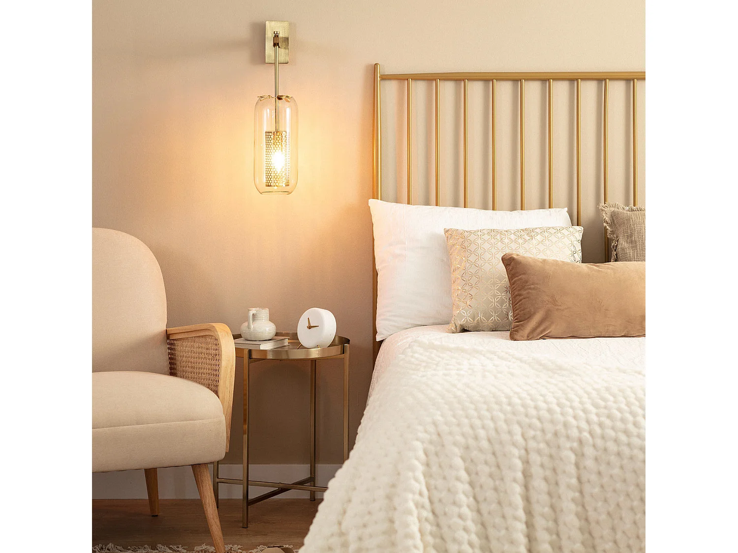 Lampe Murale Métal et Verre Julieta  Doré