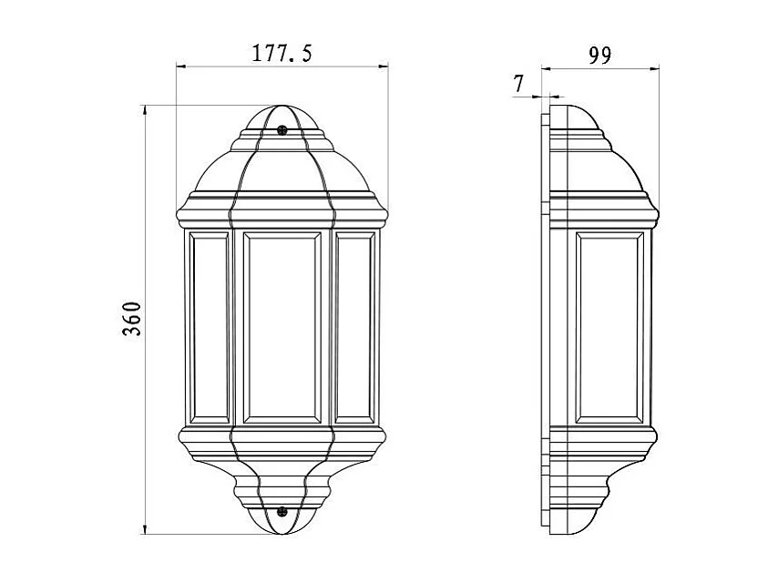 Aplique de Pared Exterior PC Newquay Negro
