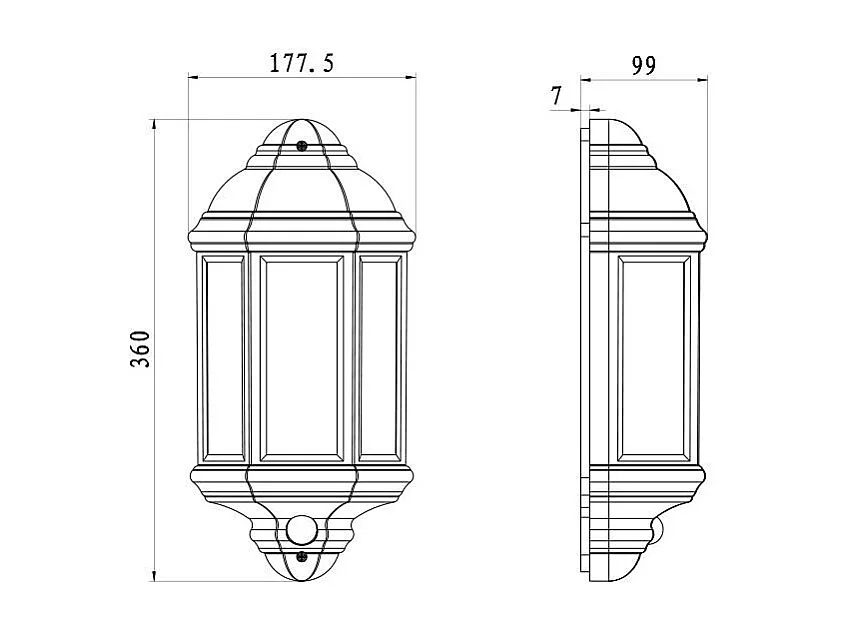 Applique da Parete Esterno PC con Sensore PIR Newquay Nero