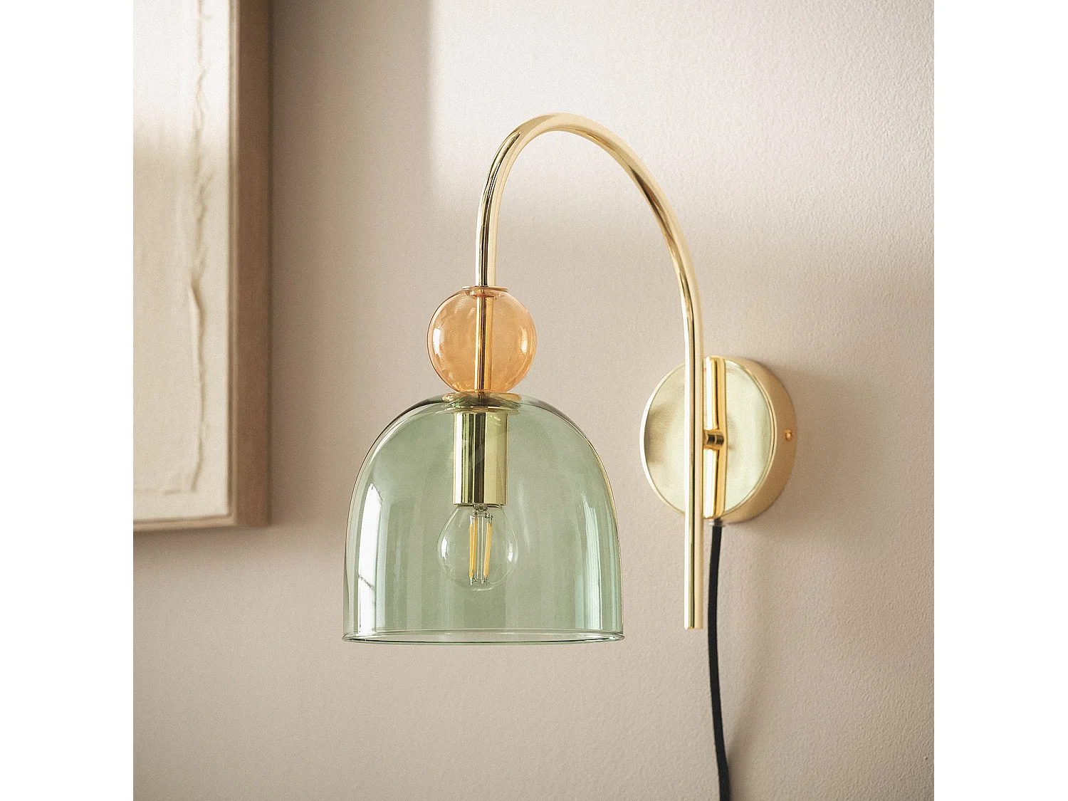 Lampe Murale Métal et Verre Baudelaire  Ambre