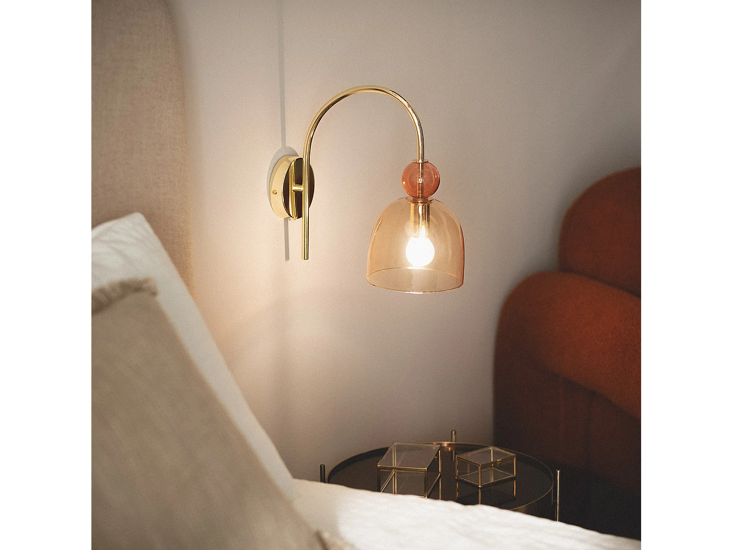 Lampe Murale Métal et Verre Baudelaire  Ambre