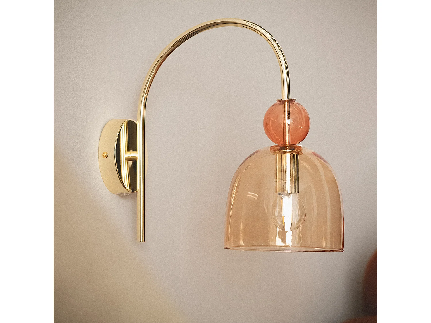 Lampe Murale Métal et Verre Baudelaire  Ambre