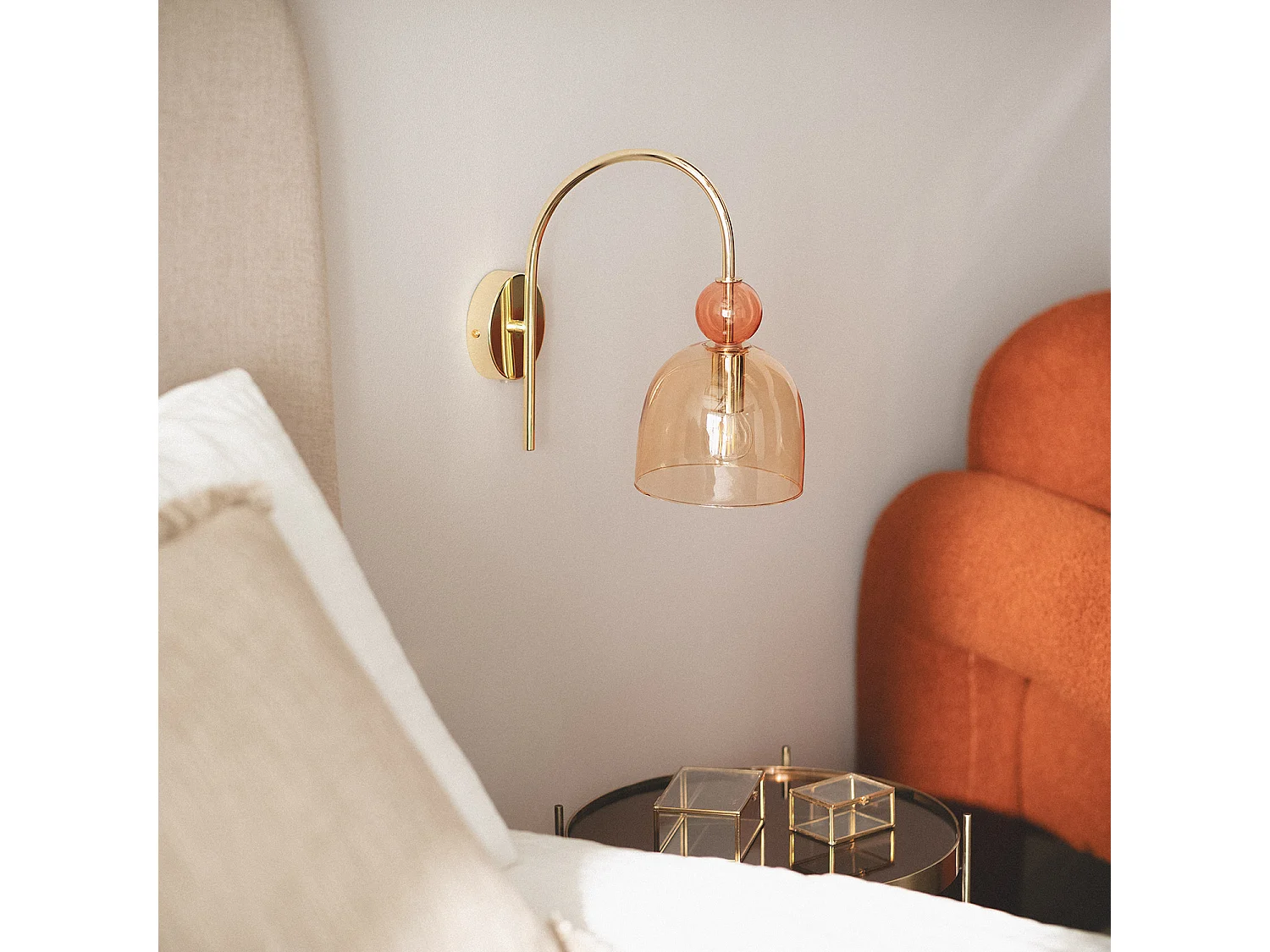 Lampe Murale Métal et Verre Baudelaire  Ambre