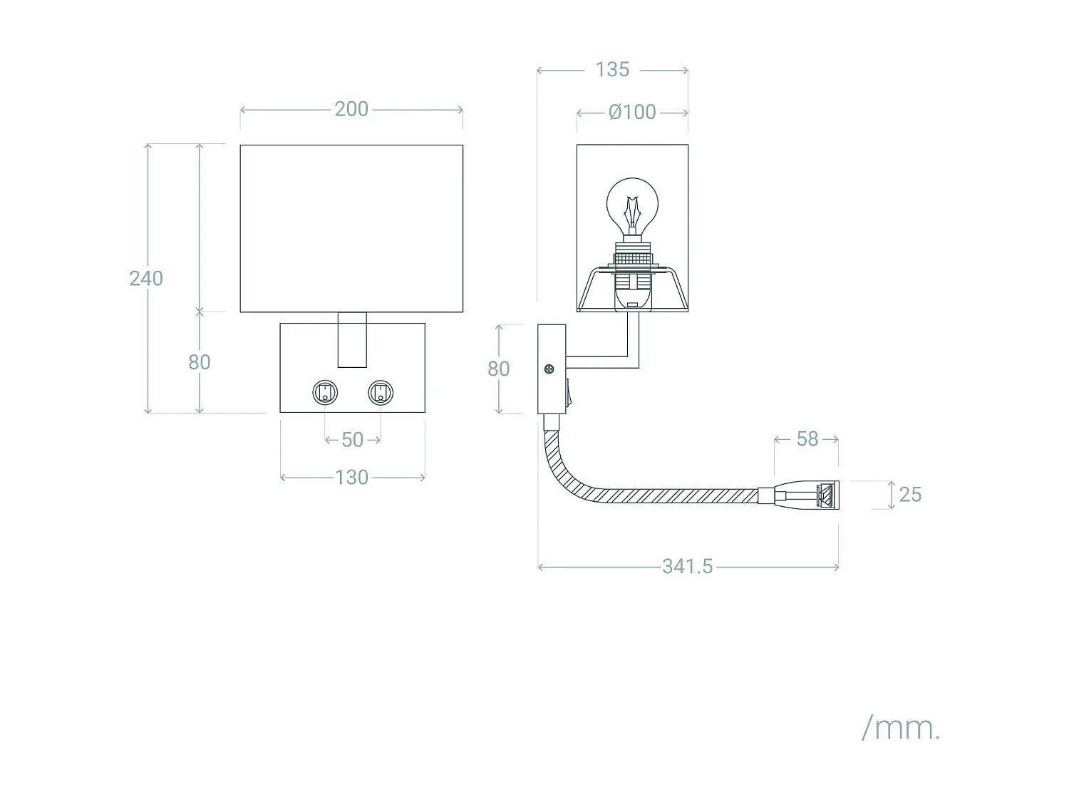 Applique Murale Métal  avec Flex LED de Lecture Waldorf  Laiton