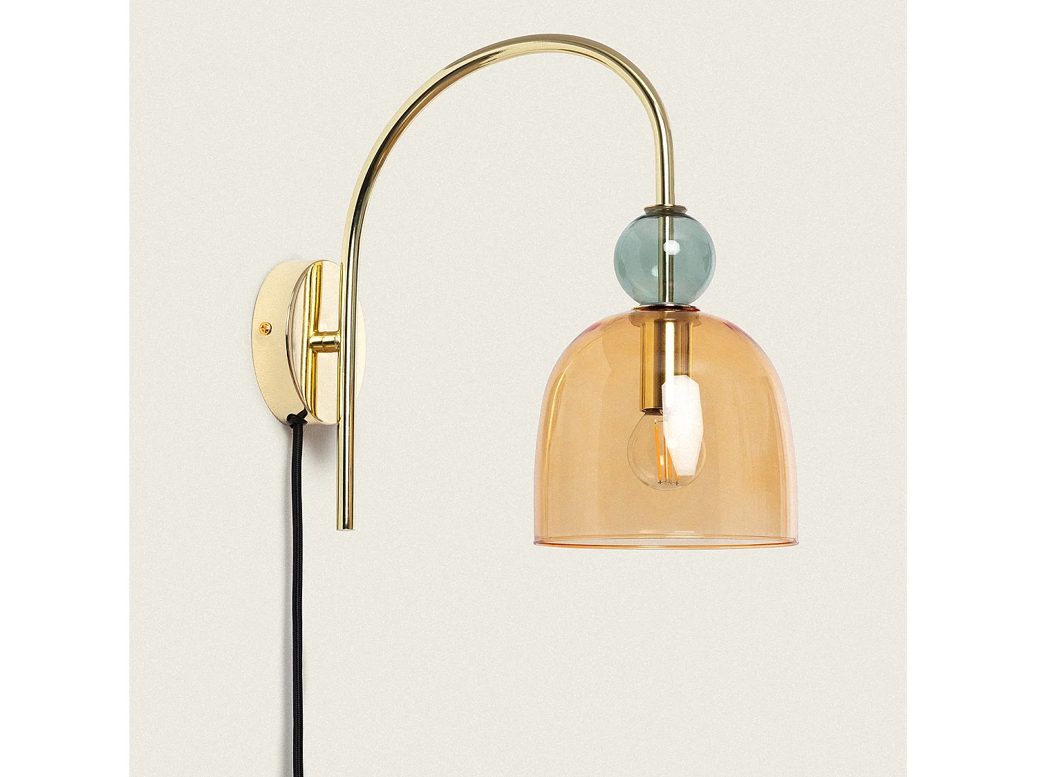 Lampe Murale Métal et Verre Baudelaire  Ambre / Vert