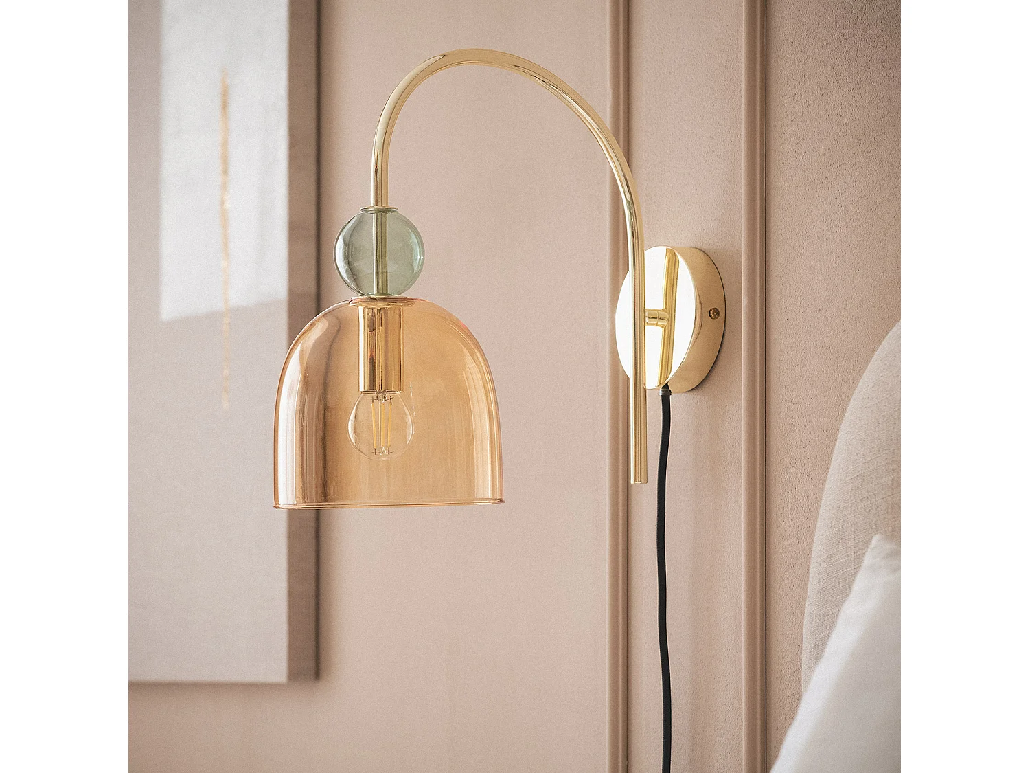 Lampe Murale Métal et Verre Baudelaire  Ambre / Vert