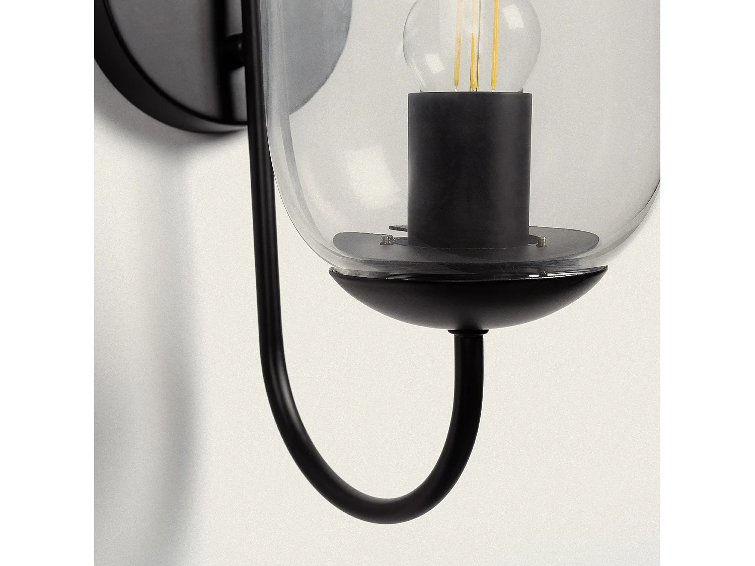 Applique da Parete Esterno Metallo e Vetro Dubah Nero