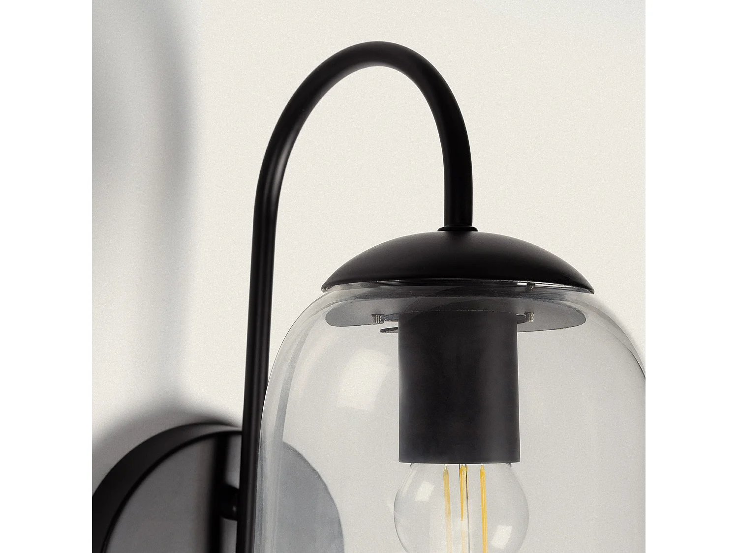 Applique da Parete Esterno Metallo e Vetro Dubah Nero