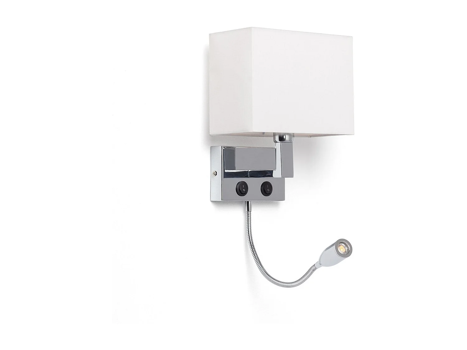 Lámpara de Pared de Metal con Flexo LED de Lectura Waldorf Plateado