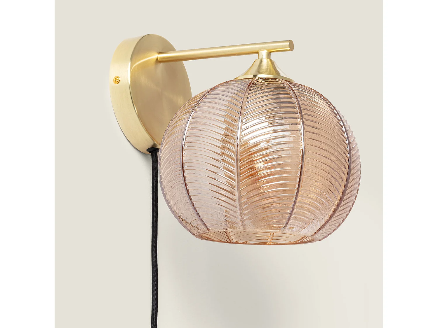 Lampe Murale Métal et Verre Klimt Ambre