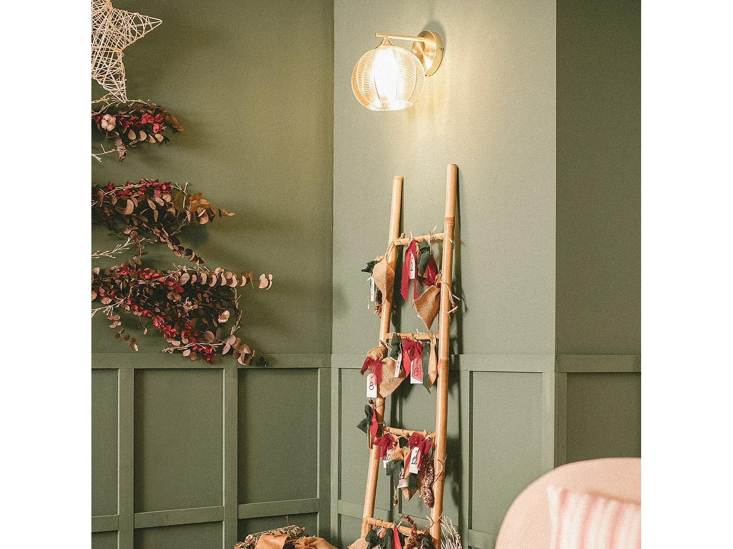 Lampe Murale Métal et Verre Klimt Ambre