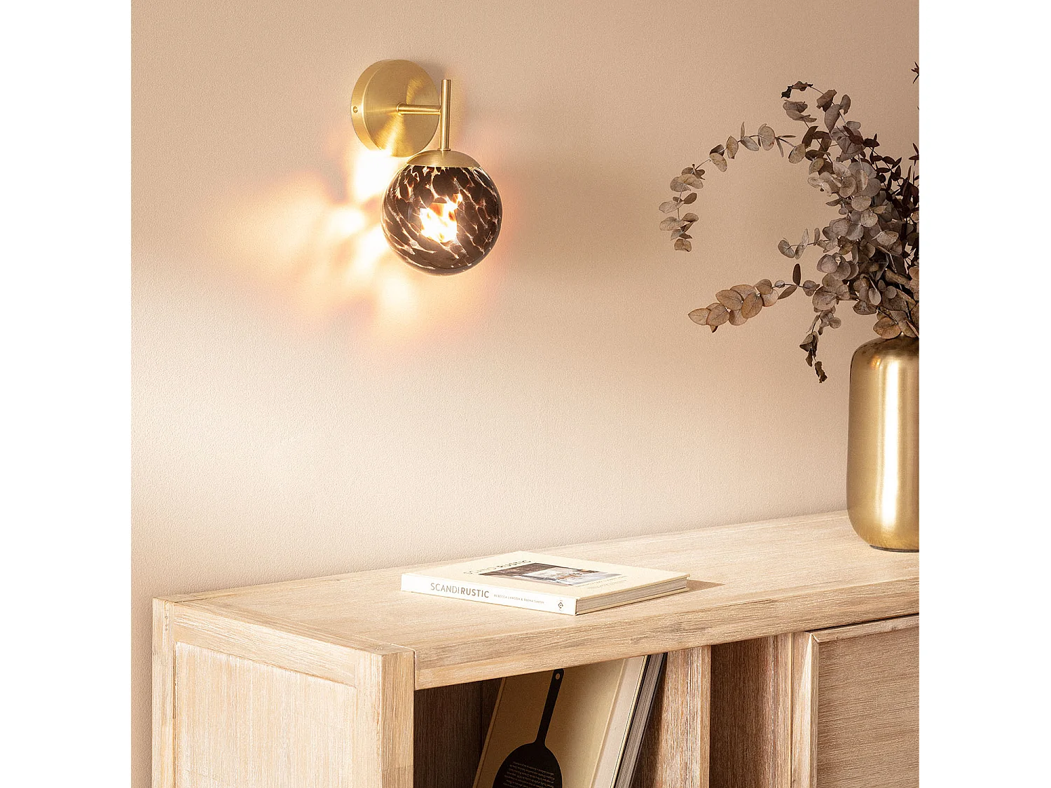 Lampe Murale Métal et Verre Pardo Doré